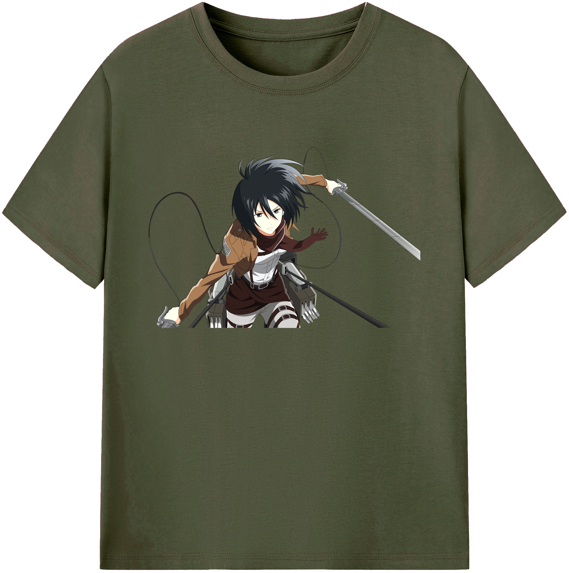 （画像用） 進撃の巨人 ミカサ·アッカーマン Attack on Titan Mikasa Ackerman 綿100％ メンズ半袖Tシャツ｜肌触りやわらか＆通気性